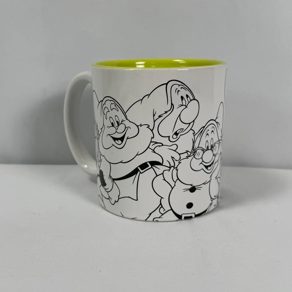 Disney Store Snow White‎ Seven Dwarfs Ceramic Mug White Lime